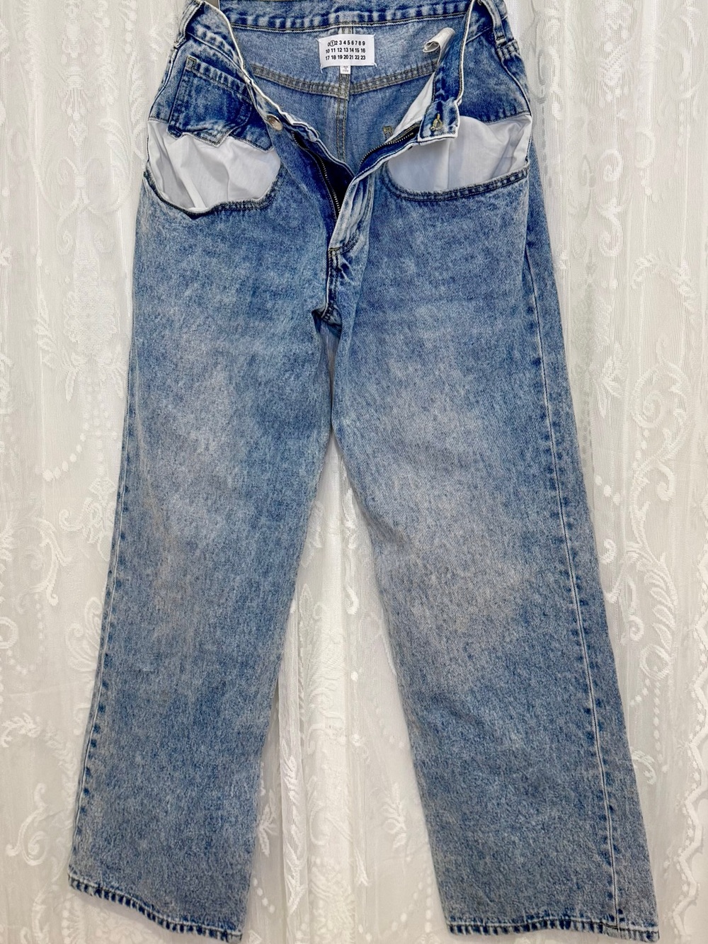 Maison Margiela Exposed Pocket Jeans Wide Leg Acid Wash Italy Womens Size Small - Picture 9 of 10